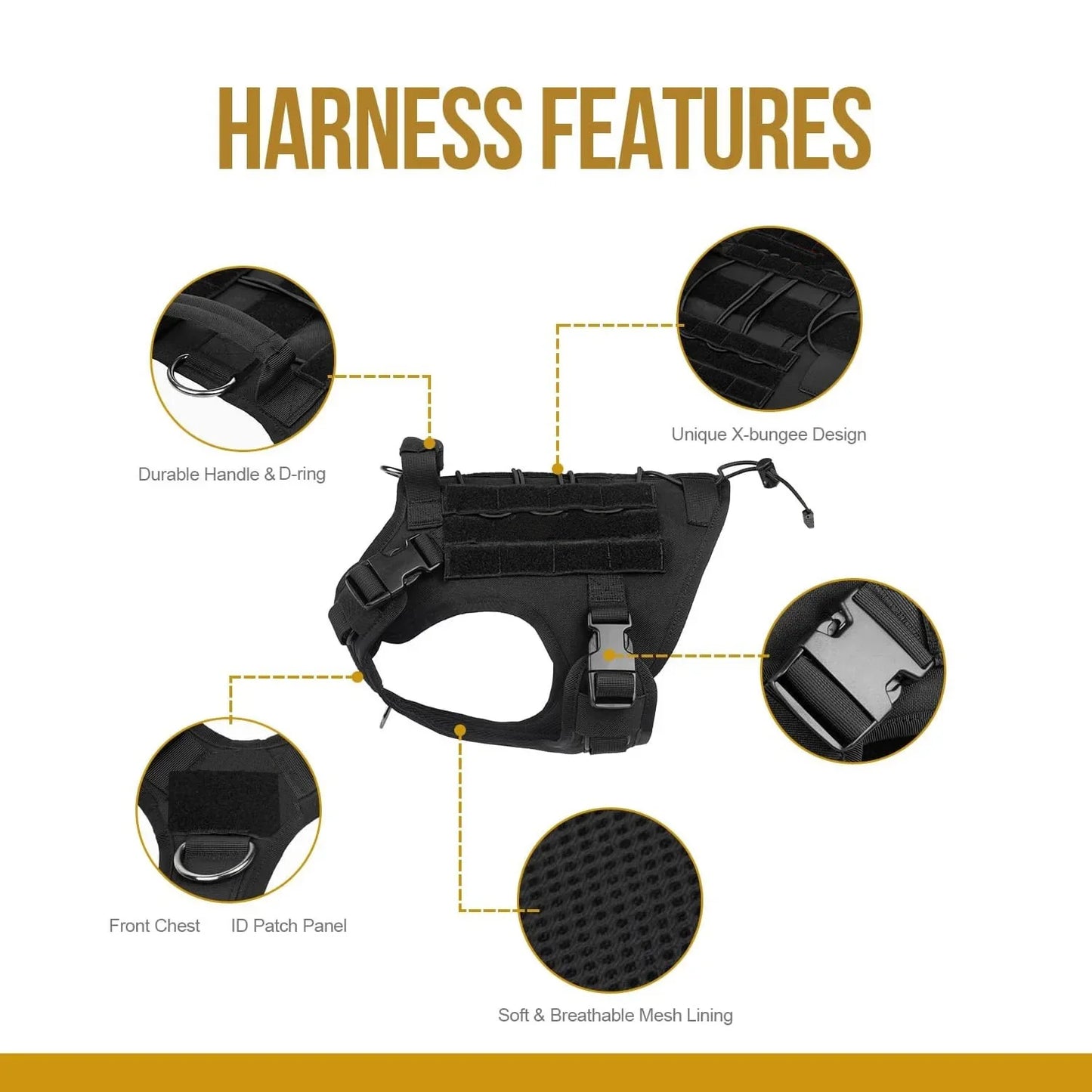 Heavy Duty Tactical Dog Harness | No-Pull Vest for Large Breeds